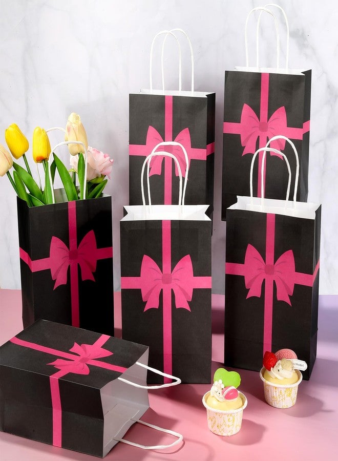 ojustbeok 12 pcs Squid Theme Gift Paper Bags Pink Black Theme Party Decorations Pink Bow Party Favor Bags Game Candy Goodie Treat Snacks Bag for Girls Baby Shower Birthday Gifts Favor Supplies - Image 4